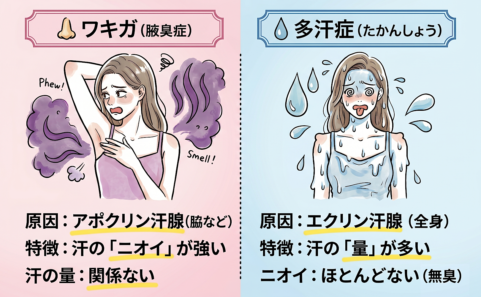 ワキガと多汗症は別物？違いを理解しよう | DEOLIFE JOURNAL 気になる 